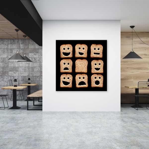 Yüz İfadeli Ekmek Dilimleri Temalı Eğlenceli Mutfak Sanatı Kanvas Tablo – 12283