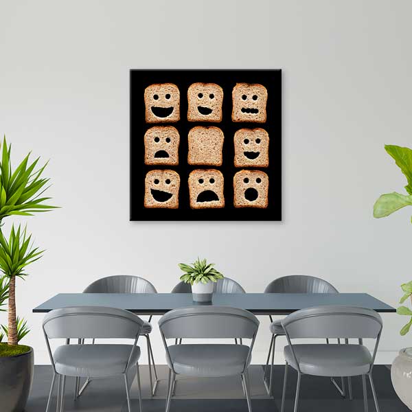 Yüz İfadeli Ekmek Dilimleri Temalı Eğlenceli Mutfak Sanatı Kanvas Tablo – 12283