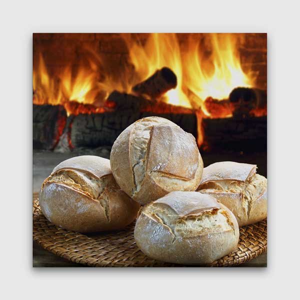 food-wall-art-decor-12284-00 Taş Fırında Pişmiş Ekmekler Temalı Rustik Mutfak Dekoru Kanvas Tablo – 12284