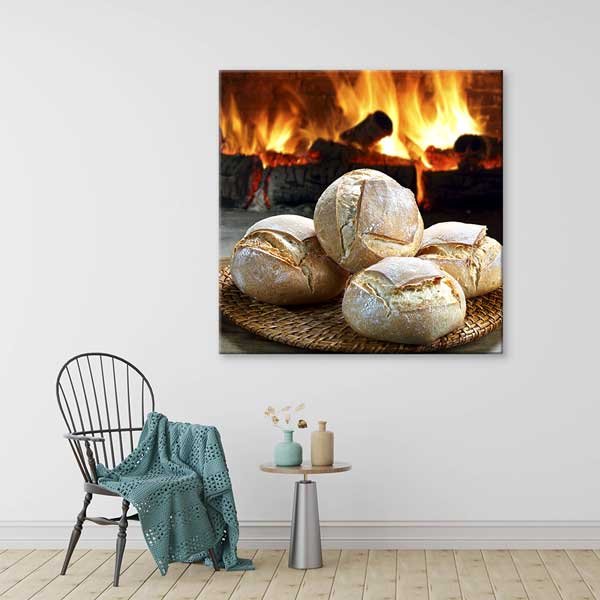 Taş Fırında Pişmiş Ekmekler Temalı Rustik Mutfak Dekoru Kanvas Tablo – 12284
