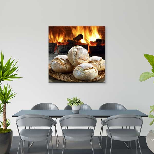 Taş Fırında Pişmiş Ekmekler Temalı Rustik Mutfak Dekoru Kanvas Tablo – 12284