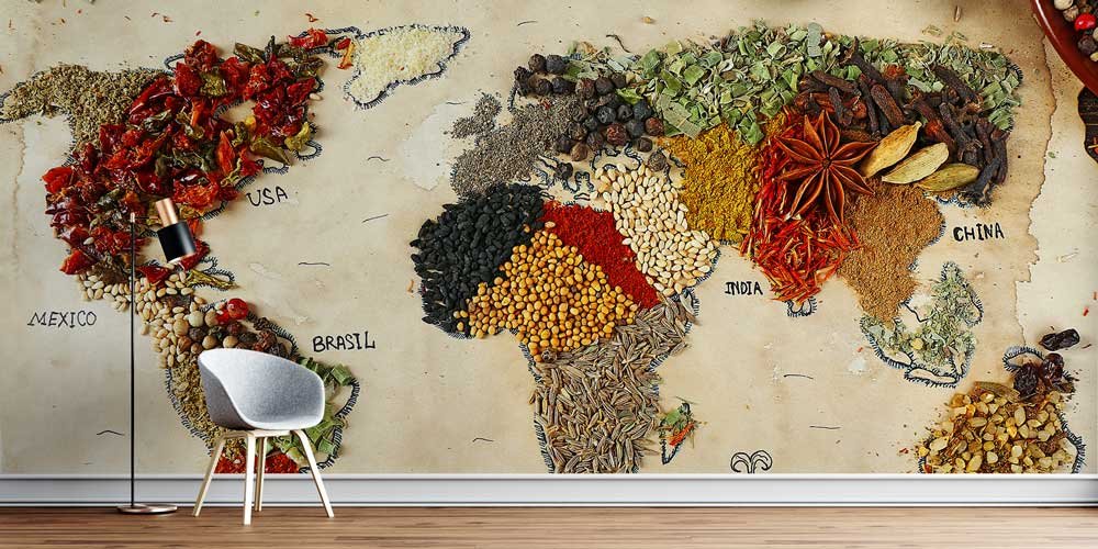 Baharatlarla Ülkeler Haritası Duvar Kağıdı 12289