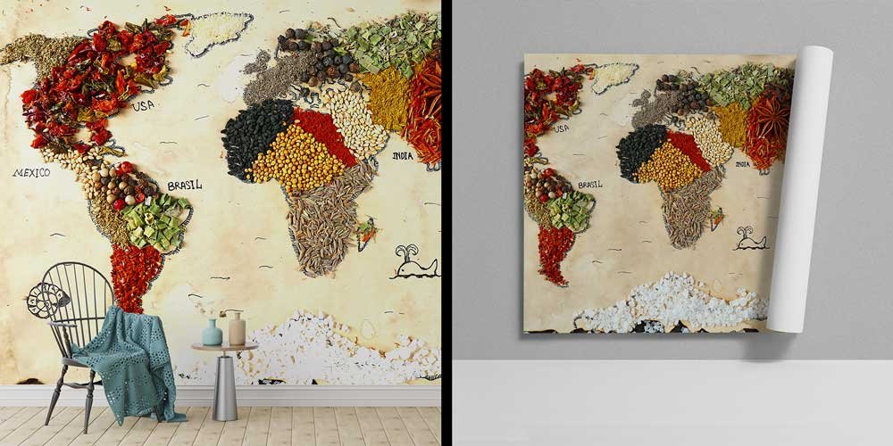 Baharatlarla Ülkeler Haritası Duvar Kağıdı 12289