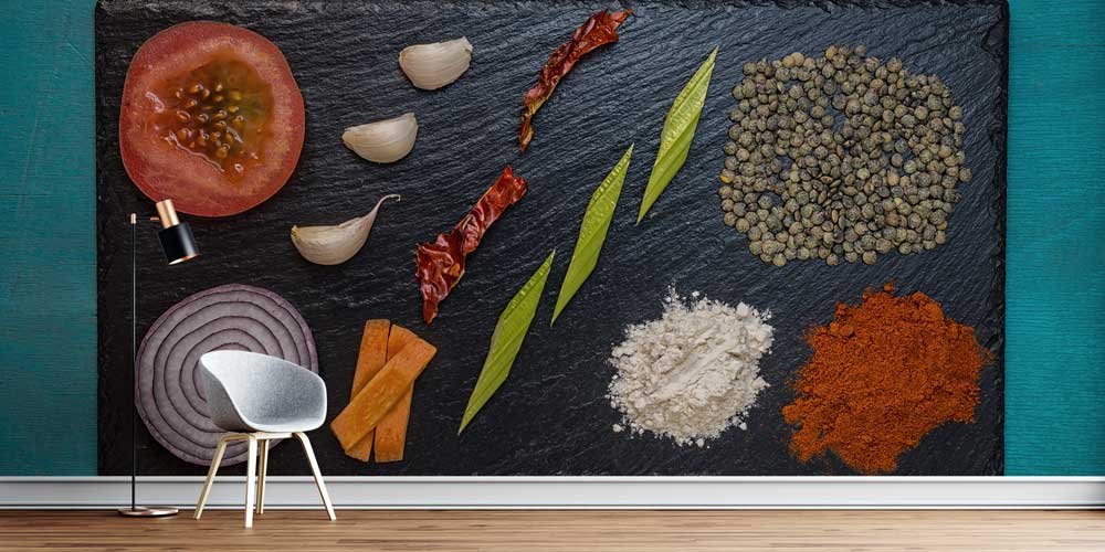 Gurme Baharat ve Sebze Kompozisyonu Duvar Kağıdı 12300