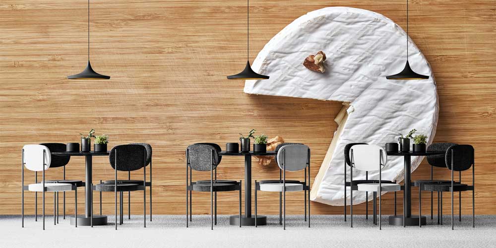 Peynir ve Ceviz Detaylı Minimalist Duvar Kağıdı 12302