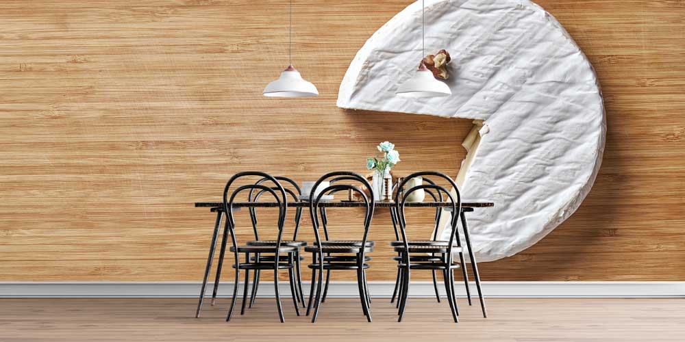 Peynir ve Ceviz Detaylı Minimalist Duvar Kağıdı 12302