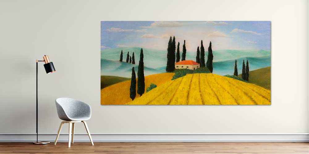 Toskana Esintili Çiftlik Evi Manzarası Büyük Ebat Duvar Dekor Ürünü 12480