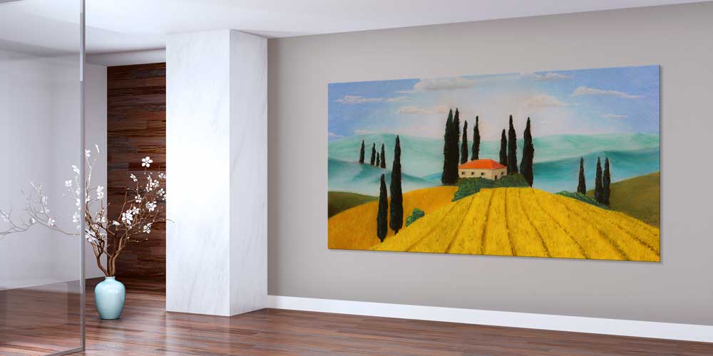 Toskana Esintili Çiftlik Evi Manzarası Büyük Ebat Duvar Dekor Ürünü 12480