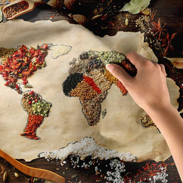 Baharatlarla Oluşturulmuş Eski Dünya Haritası Duvar Örtüsü 12496