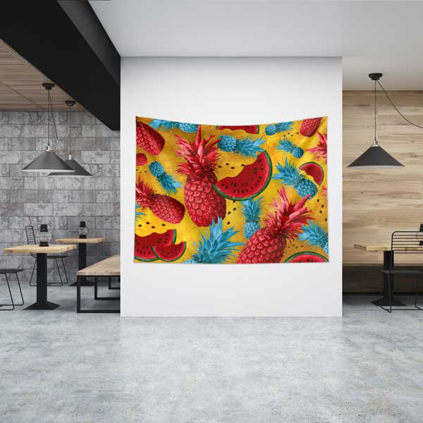Renkli Ananas ve Karpuz Desenli Duvar Örtüsü 12501