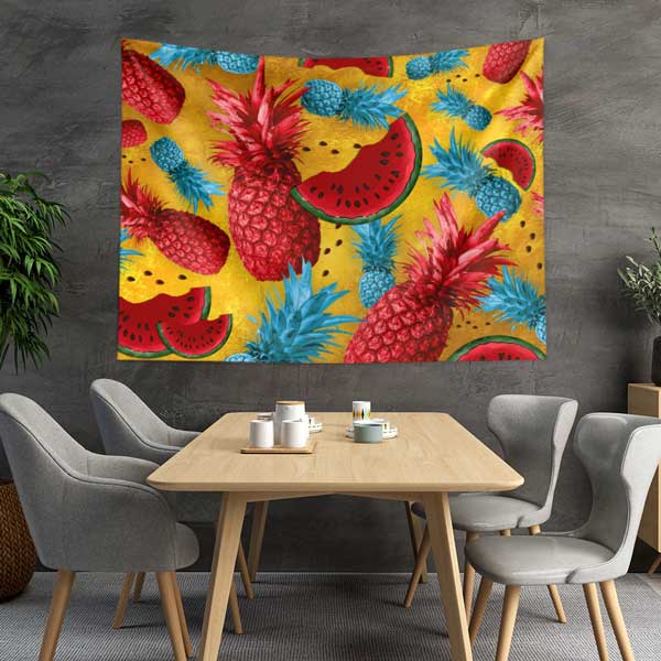 Renkli Ananas ve Karpuz Desenli Duvar Örtüsü 12501