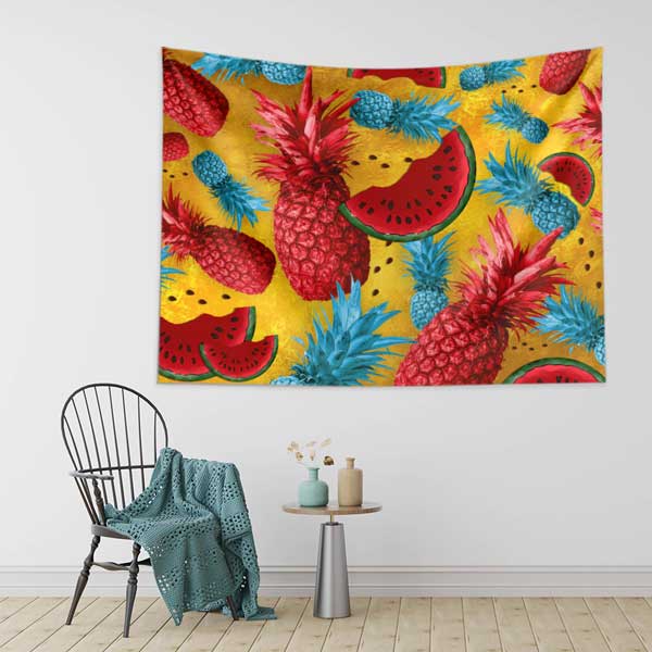 Renkli Ananas ve Karpuz Desenli Duvar Örtüsü 12501