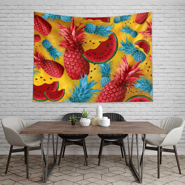Renkli Ananas ve Karpuz Desenli Duvar Örtüsü 12501