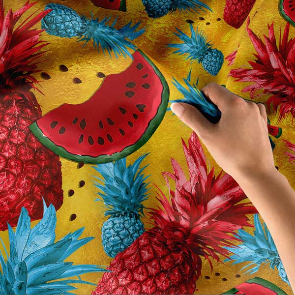 Renkli Ananas ve Karpuz Desenli Duvar Örtüsü 12501