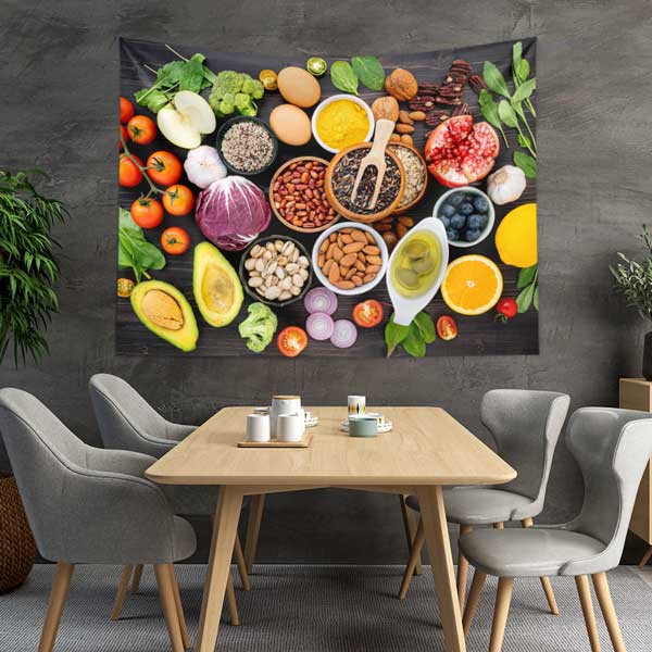 Sağlıklı Gıdalar ve Renkli Besinler Duvar Örtüsü 12505