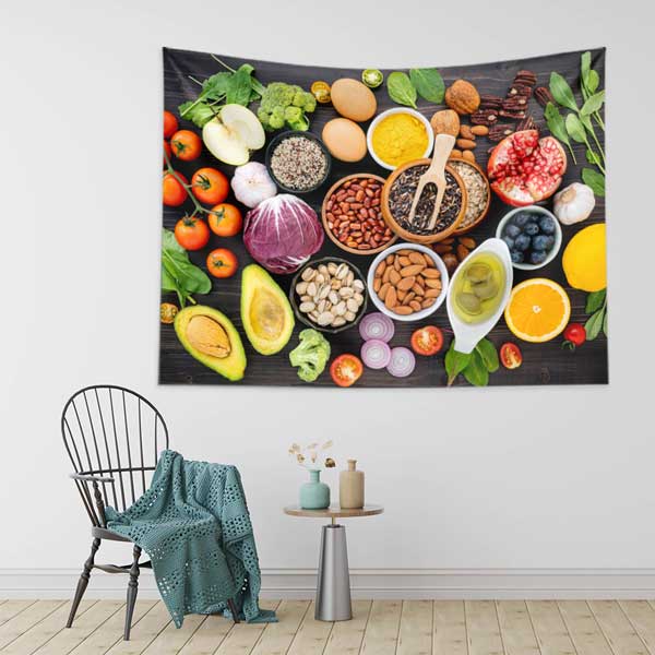 Sağlıklı Gıdalar ve Renkli Besinler Duvar Örtüsü 12505