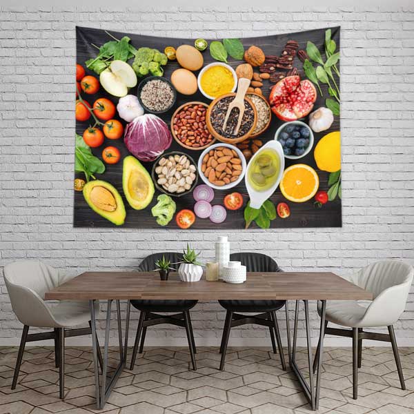 Sağlıklı Gıdalar ve Renkli Besinler Duvar Örtüsü 12505