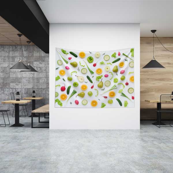 Renkli Sebze ve Meyve Desenli Duvar Örtüsü 12508