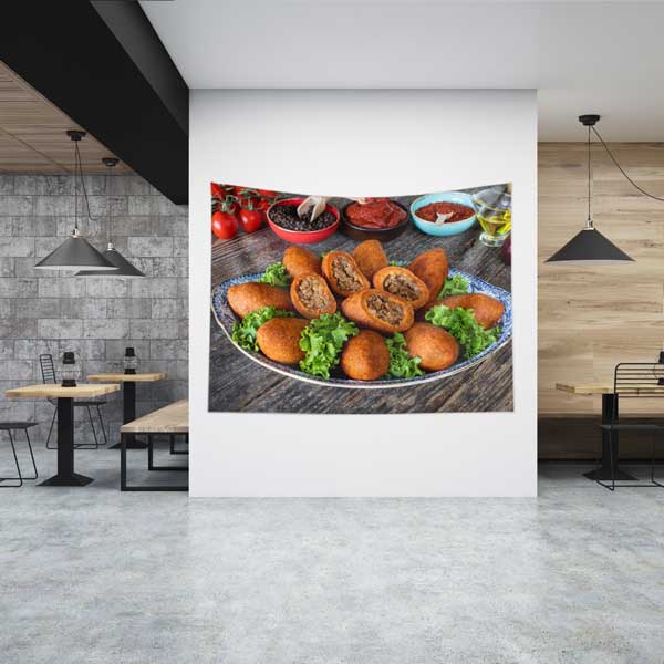 food-wall-art-decor-12578-00 İçli Köfte Temalı Duvar Örtüsü 12578