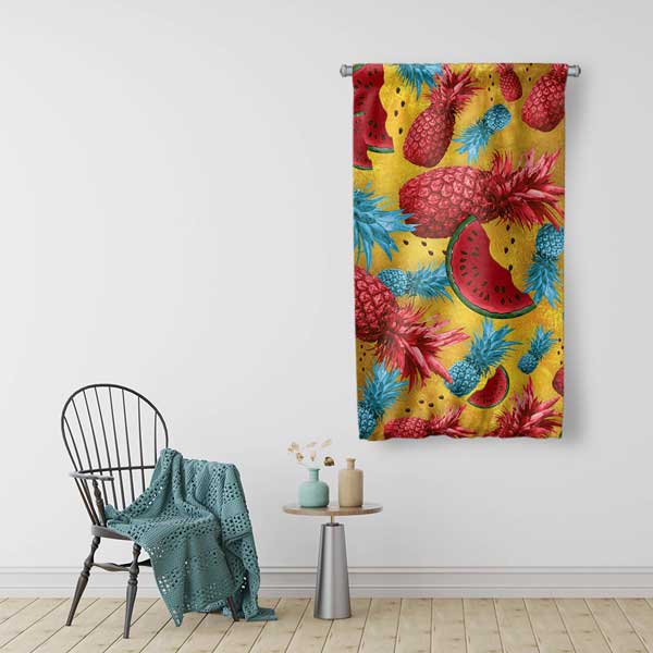 Ananas ve Karpuz Desenli Renkli Duvar Flaması 12597