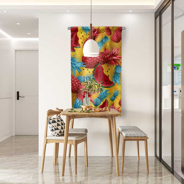 Ananas ve Karpuz Desenli Renkli Duvar Flaması 12597