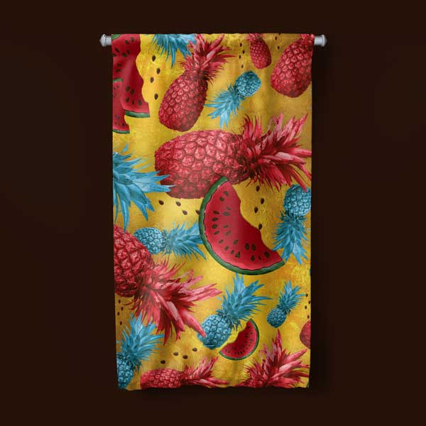 Ananas ve Karpuz Desenli Renkli Duvar Flaması 12597