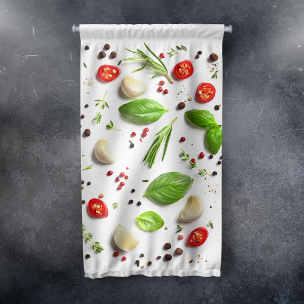 Fesleğen ve Domates Desenli Mutfak Sanatı Duvar Flaması 12603