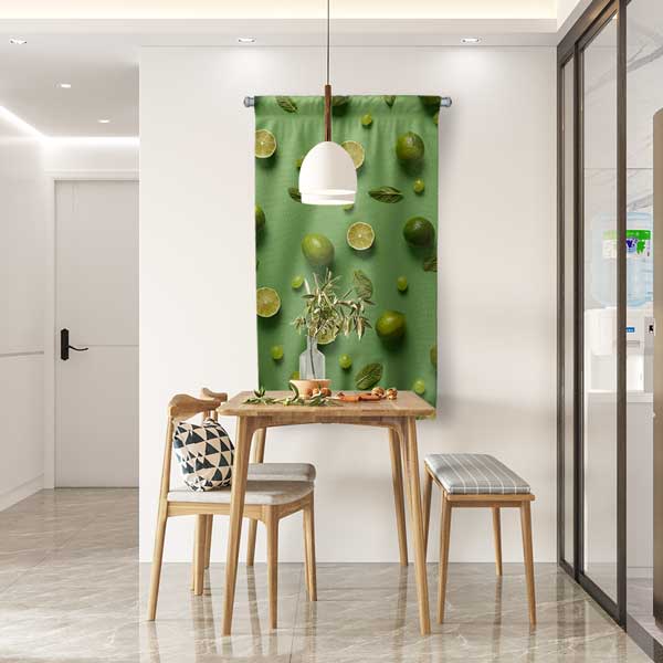Yeşil Limon Desenli Mutfak Sanatı Duvar Flaması 12604