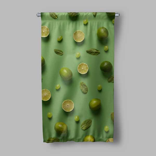 Yeşil Limon Desenli Mutfak Sanatı Duvar Flaması 12604