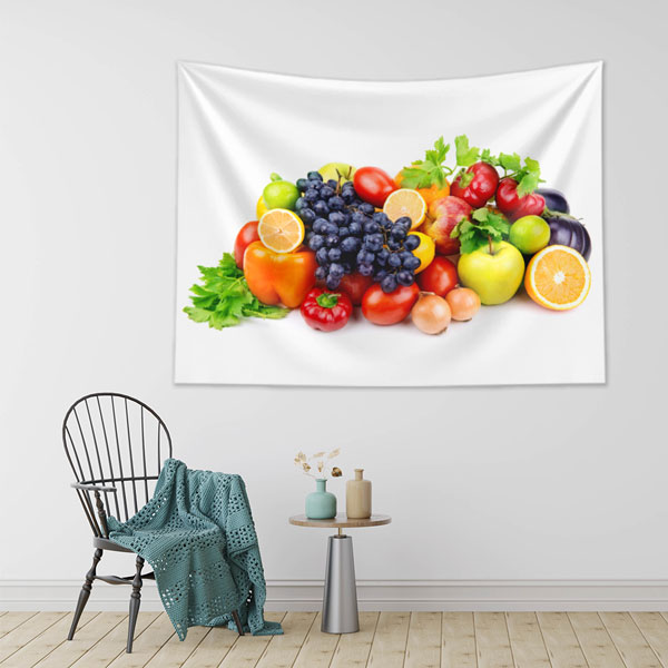 Renkli Meyve ve Sebzeler Kompozisyonu Duvar Örtüsü 8325