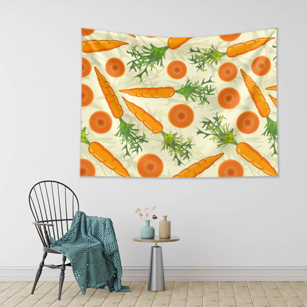 Sağlıklı Beslenme Temalı Havuç Desenli Duvar Örtüsü Kumaş Baskı 8332