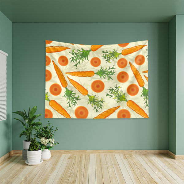 Sağlıklı Beslenme Temalı Havuç Desenli Duvar Örtüsü Kumaş Baskı 8332