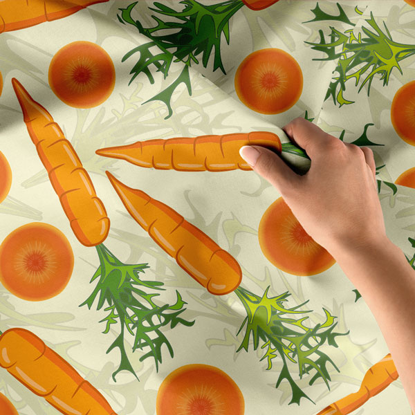 Sağlıklı Beslenme Temalı Havuç Desenli Duvar Örtüsü Kumaş Baskı 8332