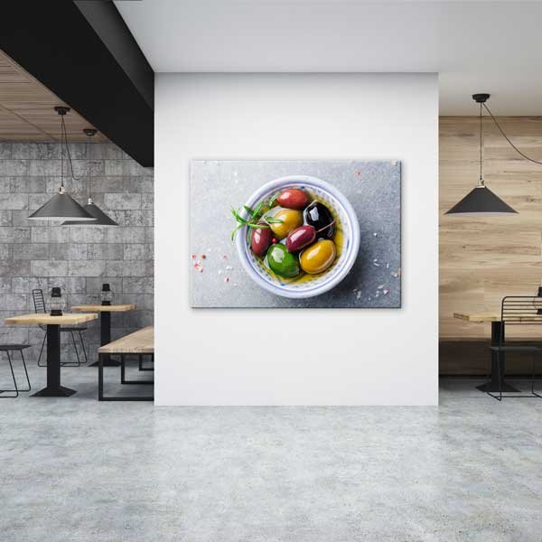 Zeytin ve Zeytinyağı Kompozisyonlu Akdeniz Mutfak Duvar Tablosu – 12237