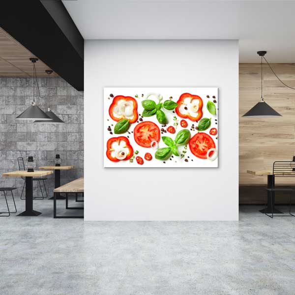 Domates ve Fesleğen Kompozisyonlu Mutfak Duvar Tablosu – 12239