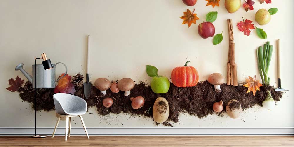food-wall-art-decoration-12303-00 Toprak ve Sebzelerle Hasat Temalı Duvar Kağıdı 12303