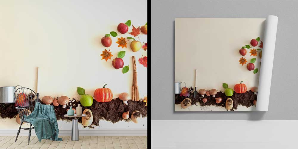 Toprak ve Sebzelerle Hasat Temalı Duvar Kağıdı 12303