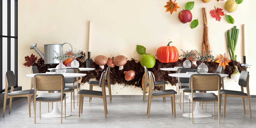 Toprak ve Sebzelerle Hasat Temalı Duvar Kağıdı 12303