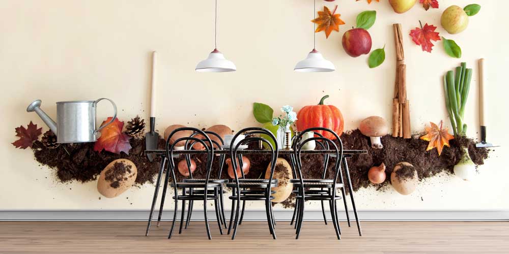 Toprak ve Sebzelerle Hasat Temalı Duvar Kağıdı 12303