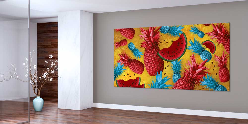 Renkli Ananas ve Karpuz Temalı Büyük Ebat Duvar Dekoru – 12424