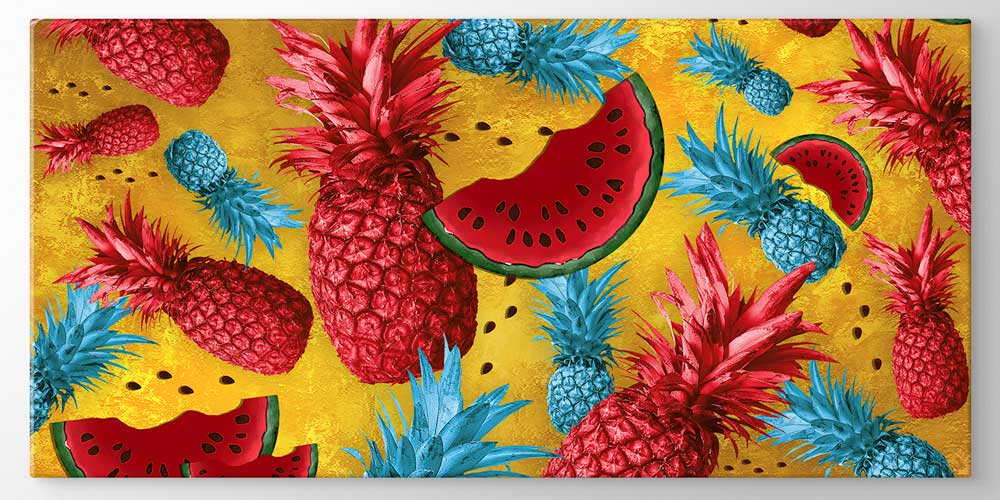 Renkli Ananas ve Karpuz Temalı Büyük Ebat Duvar Dekoru – 12424