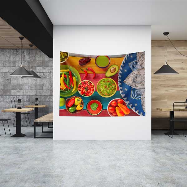 food-wall-art-tapestry-12515-00 Renkli Meksika Sofrası Duvar Örtüsü 12515