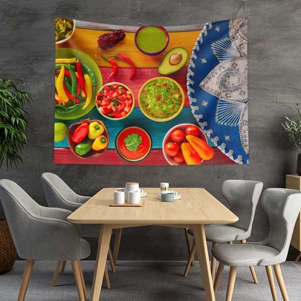 Renkli Meksika Sofrası Duvar Örtüsü 12515