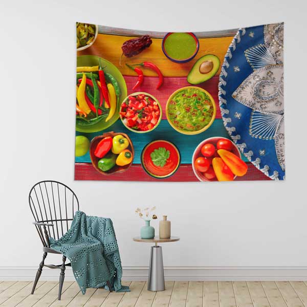 Renkli Meksika Sofrası Duvar Örtüsü 12515