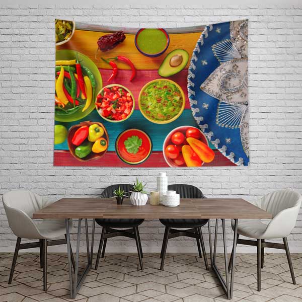 Renkli Meksika Sofrası Duvar Örtüsü 12515