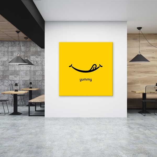 Yummy Yazılı Minimalist Gülümseme Temalı Modern Mutfak Sanatı Kanvas Tablo – 12282