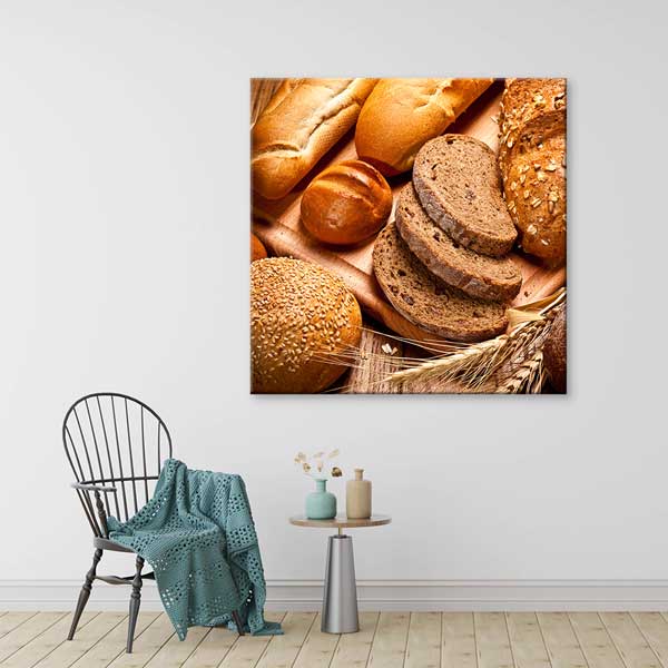 Çeşitli Ekmek Türleri Temalı Rustik Mutfak Dekoru Kanvas Tablo – 12285