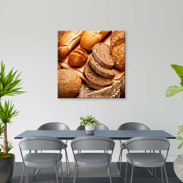 Çeşitli Ekmek Türleri Temalı Rustik Mutfak Dekoru Kanvas Tablo – 12285