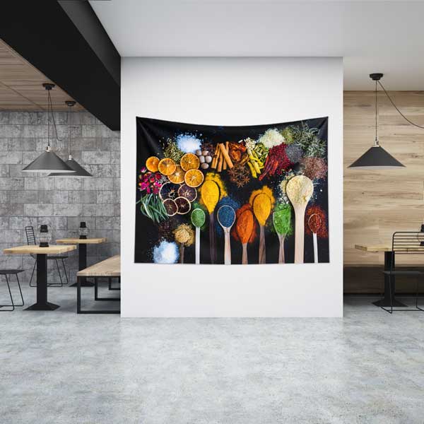 food-wall-decoration-12499-00 Renkli Baharat Kaşıkları Duvar Örtüsü 12499