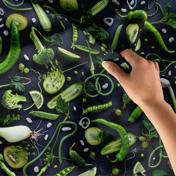 Yeşil Sebzeler ve Bitkiler Kompozisyonu Duvar Örtüsü 12506